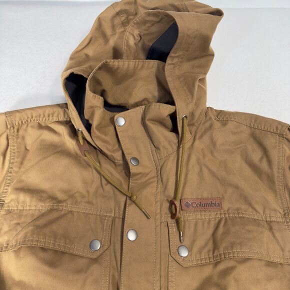 Columbia Sportswear Co Canvas Like Shacket Full Zip/Snaps Jacket Medium Hooded - Picture 4 of 16